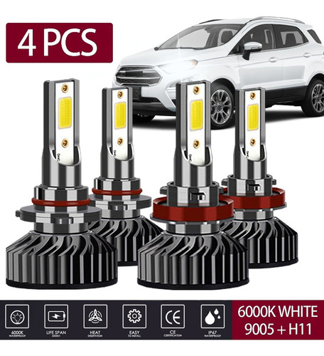 Kit Focos Led 12000lm 80w H1 H7 H11 9005 9006 H4 Para Ford