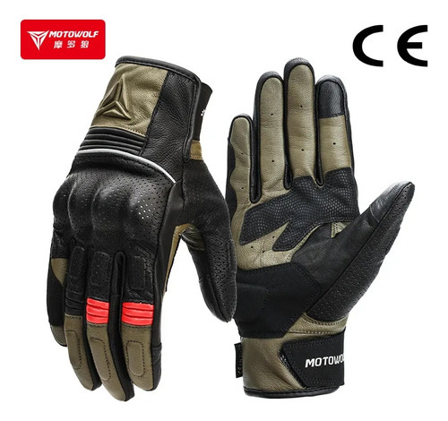 Guantes Motowolf Cuero Turismo Urbano Alta Calidad 