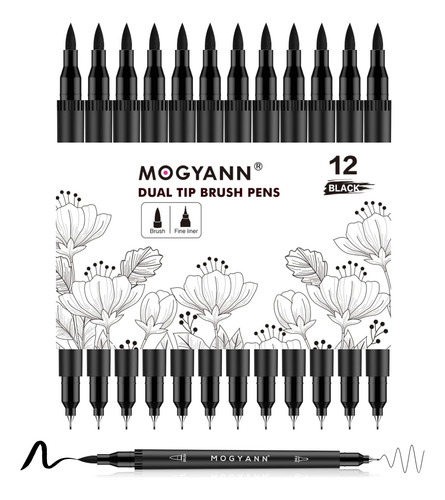 Juego De Marcadores Mogyann, 12 Unidades, Color Negro