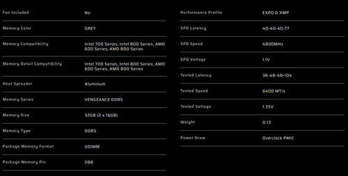 Memoria Ddr5 Corsair Vengeance 32gb (2x16gb) 6400mhz