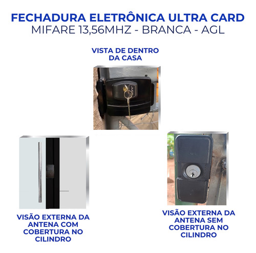 Fechadura AGL Ultra Card Mifare 13,56MHz Branca Versão 2025