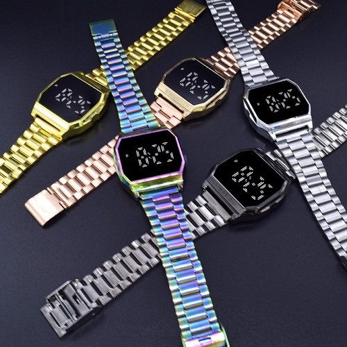 Reloj Led Con Correa Metálica Factory Direct F91 Con Esfera