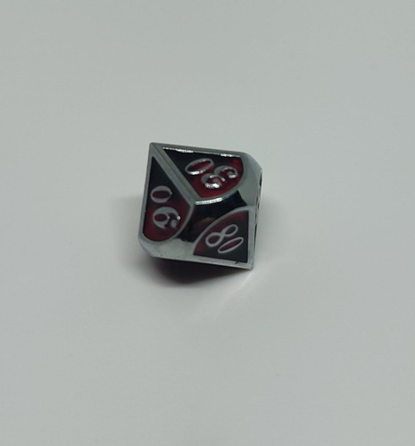 Set Dados De Metal X 7 Rol - #12 Rojo Y Negro Con Números Y Bordes Plateados