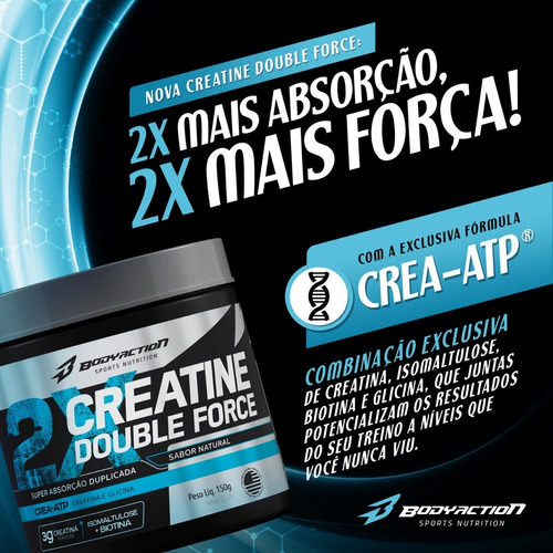 Imagem 3 de 3 de Creatina Double Force 300g Bodyaction -glicina Biotina