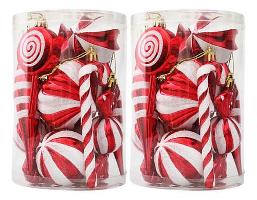 Juego De Bolas Navideñas De 28 Piezas Con Forma De Caramelo