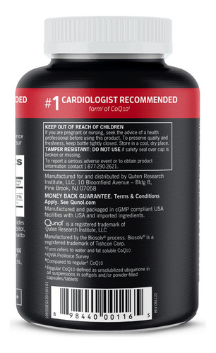 Suplemento Qunol Coq10 100mg Ultra Softgels 120 Unidades