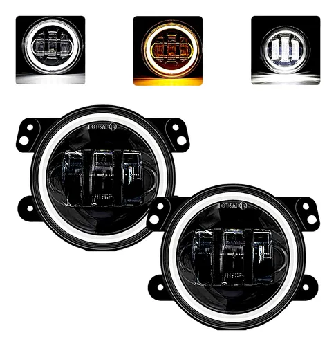 Par Faróis De Neblina Led Universais Jeep Wrangler 4pol