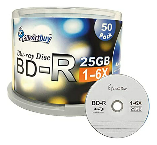 Smartbuy 50 Pack Bd-r 25gb 6x Blu-ray Single Layer Recordabl