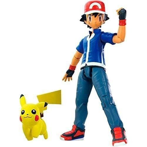 Boneco Figura Treinador Ash + Pikachu Pokemon Original Tomy