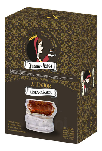 Alfajor Juana La Loca Chocolate Blanco Caja 10 Unidades 80gr