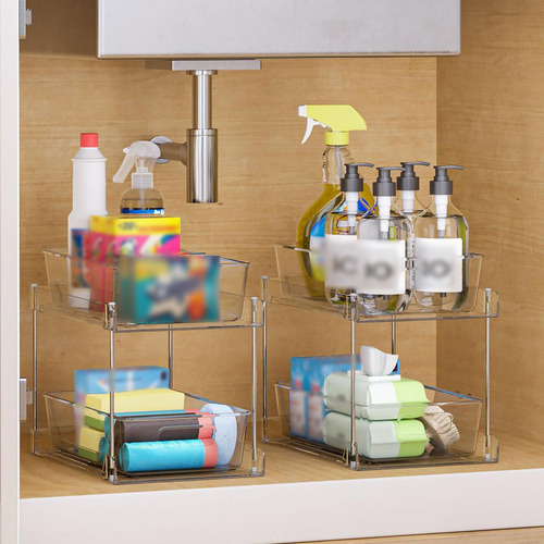 Organizador De Baño Transparente De 2 Niveles Con 2 Piezas