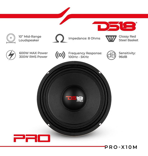 Altavoz Pro-x10m - 10 Pulgadas, Rango Medio, Cesta De A...
