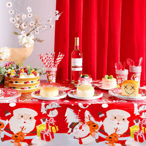 3 Pcs Rectángulo Mantelete De Navidad, Red Santa Claus Snowm