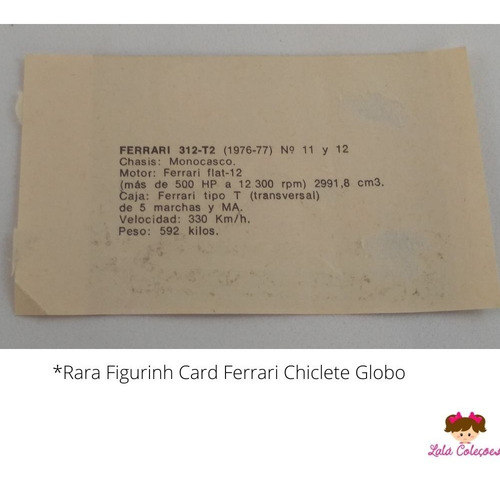 Rara Figurinha Card Fórmula 1 Chicle Globo (Usado)