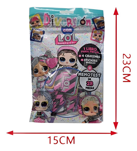 Pack Libro Colorear Lol + Stickers + 4 Crayones + Memory