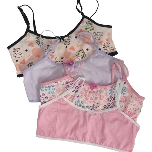 Kit 04 Top Sutiã Infantil Juvenil Algodão Ajustável