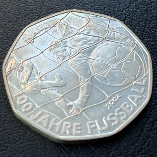 Moeda 5 Euro 2004 - 100 Anos Futebol - Prata Áustria (Usado)