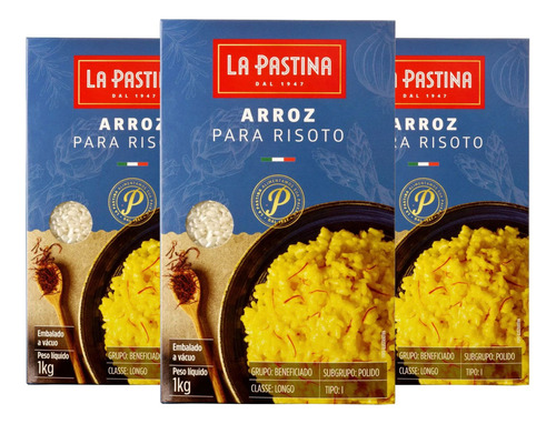 Arroz Para Risoto Arborio Italiano Premium La Pastina C/3 Un