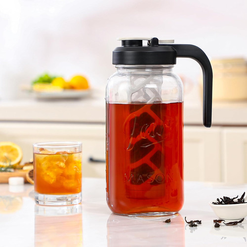 Jarra Para Hacer Té Helado Con Infusor Y Tapa, Jarra De Vidr