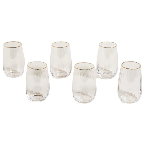 Set De 6 Vasos De Vidrio  Margot Borde Dorado 500ml