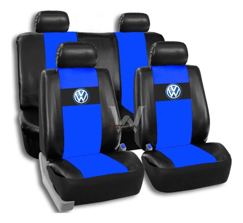 Juego Fundas Cubre Asiento Vw Fox- Suran 1/2-1/2 Cuerina Neg