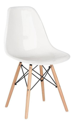 Cadeira Acrilica Eames Wood Dsw  Incolor Brilho Branco