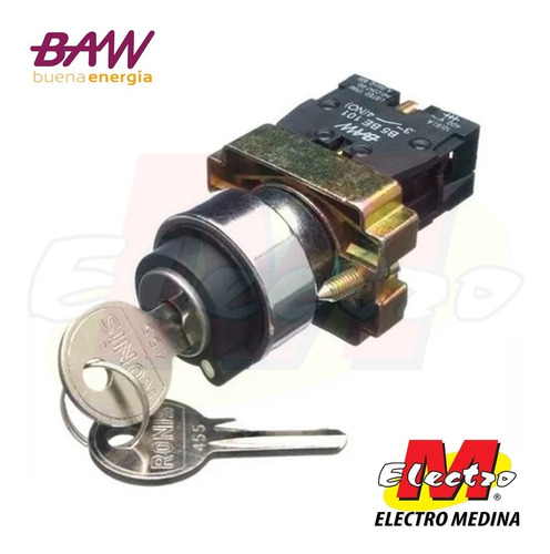 Selector Cerradura 0-1 22mm Na C/ Llave Baw Electro Medina