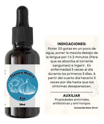 Extracto Concentrado Natural De Ajo 30ml C/u 2 Piezas
