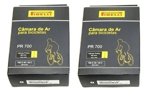 2 Câmaras De Ar Bicicleta Aro 700x28/45c Pirelli 48mm Fino Tipo da válvula Presta