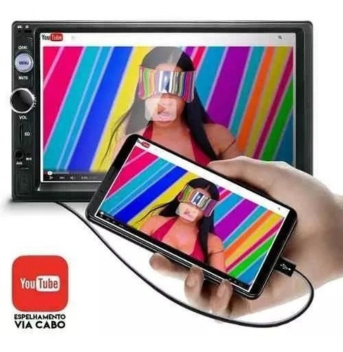 Imagem 2 de 7 de Tela Central Multimídia Mp5 Bt Usb Sd Android Espelhamento