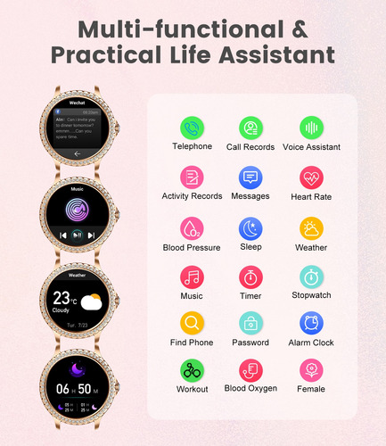 Smartwatch Reloj Inteligente Mujer Android Ios 1.32 Rosa