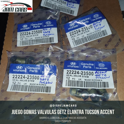 Juego Gomas Valvulas Getz Elantra Tucson 1.6 2.0