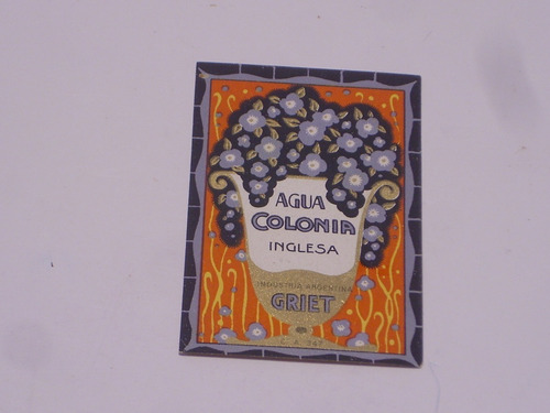 Antigua Etiqueta Agua Colonia Inglesa Griet
