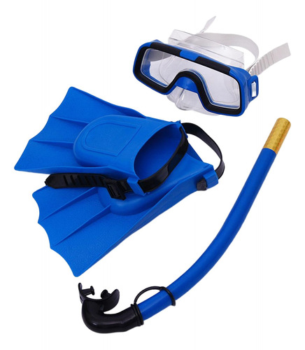 Juego De Esnórquel Para Niños Aletas Gafas Snorkel Azul