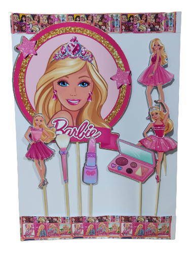 Pack 7 Topper Para Torta De Barbie 3d