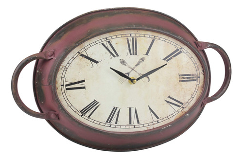 Stonebriar - Reloj De Pared Ovalado De Metal Oxidado, Color 