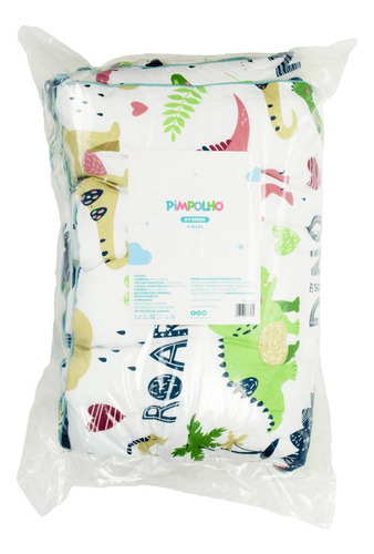 Pimpolho Kit jogo berço infantil bebê safari bichinhos flor 4 peças