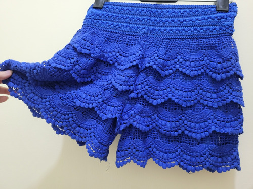 Short Azul Con Encajes
