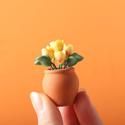 Mini Casa De Muñecas Modelo De Flor En Maceta Bonsái