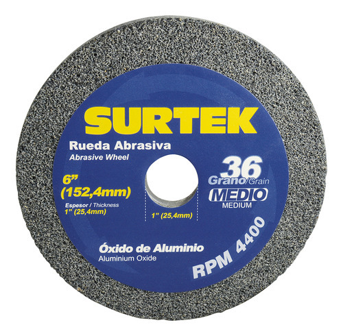 Rueda Abrasiva De Óxido De Aluminio Grano 36, 6 X 1 Surtek Cantidad de granos 36