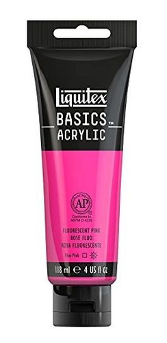 Liquitex Basics Acrylic Paint, 4-oz Tube, Fluorescent Pink, 
