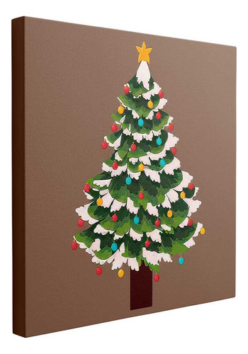 Cuadro Árbol De Navidad Decorado Con Luces 100x100