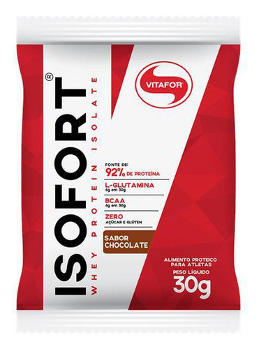 Isofort Whey Protein Isolado Sabor Chocolate Vitafor 30g