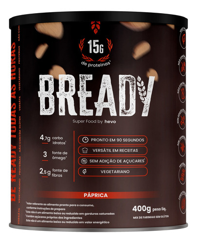 Bready Superfood Pão Proteico Sabor Páprica 400g