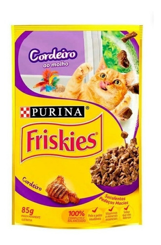 Alimento Friskies Pet Ao Molho para gato adulto sabor cordeiro em saco de 85g