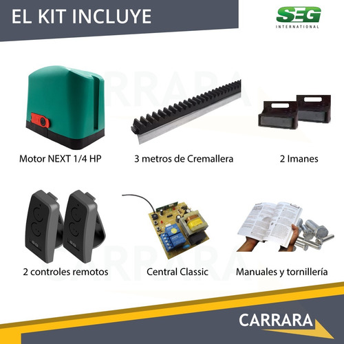 Kit Motor Seg Porton Corredizo Electrico 300kg Control Cuota