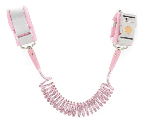 Anillo de seguridad con correa para llaves, pulsera infantil, color rosa, silbato de inducción, con cabeza de metal anticorte