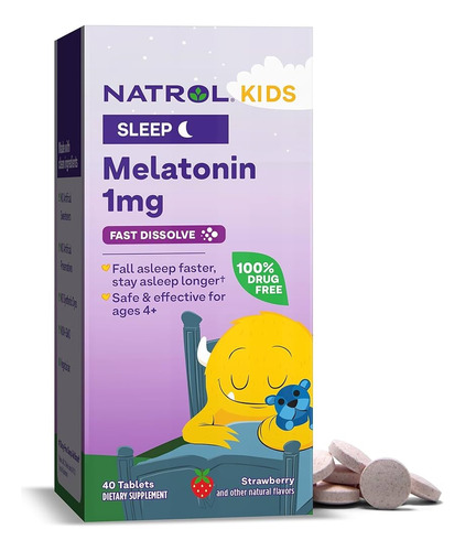 Natrol Melatonina Kids Sabor Fresa Fácil Disolución | 40 Tab