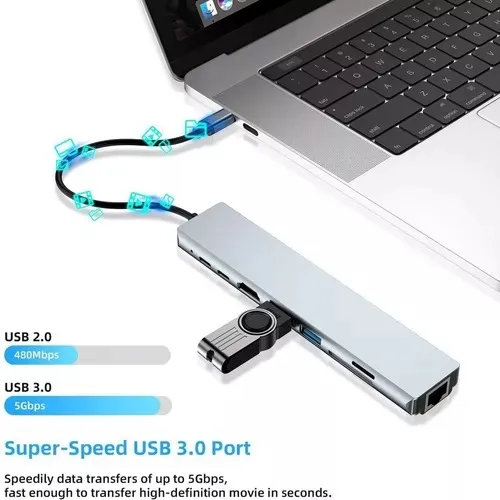 Hub 7 En 1 Usb-c 3.0 Usb-2*2 Pd Hdmi 4k Sd Micro Mac Pc