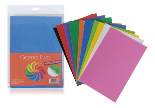 Paquete 10 Hojas D Goma Eva Autoadhesiva De 20x30 Cm Colores